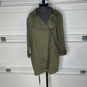 BNCI by Blanc Noir Olive Green Zip Up Utility Army Jacket S Hood